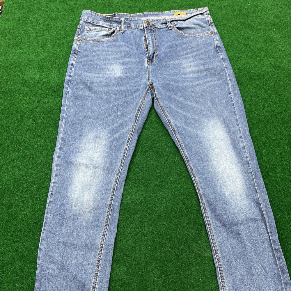 Across The Pond Jeans Stretch Denim Blue Jeans Mens Size 36x32